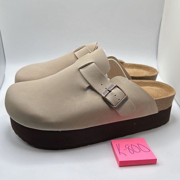 CUSHIONAIRE Women's Cork Footbed Platform Clog 10 WIDE SAND - Picture 3 of 7